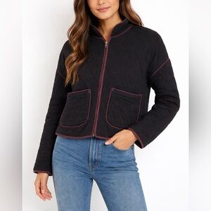 NWT Known Supply Elderberry Quilted Jacket Black Fudge Organic Cotton Fair Trade